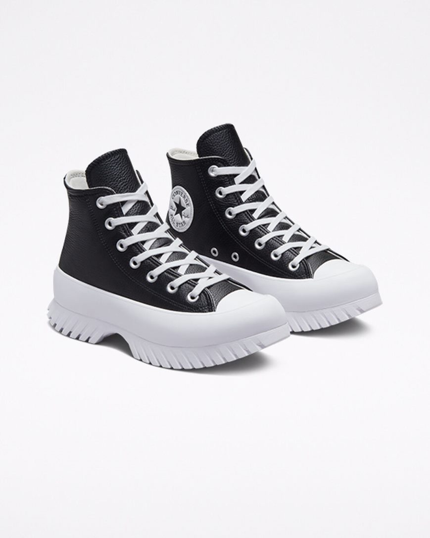 Tenisi Inalti Dama Converse Chuck Taylor All Star Lugged 2.0 Piele Negrii Albi | RO XROIA928